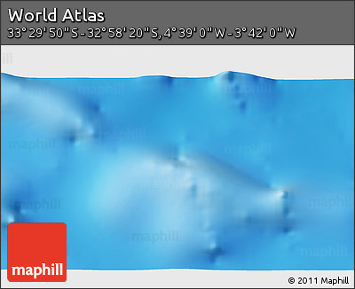 Physical 3D Map of the Area around 33° 14' 5" S, 4° 10' 30" W