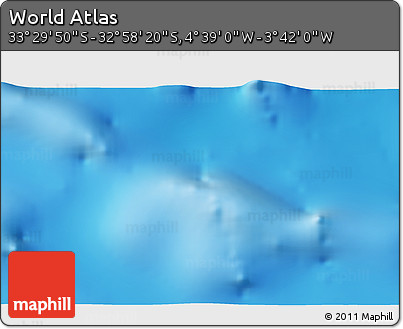 Physical 3D Map of the Area around 33° 14' 5" S, 4° 10' 30" W