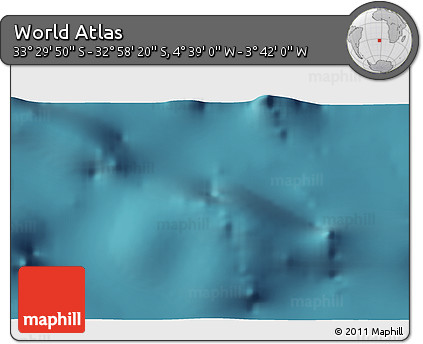 Satellite 3D Map of the Area around 33° 14' 5" S, 4° 10' 30" W