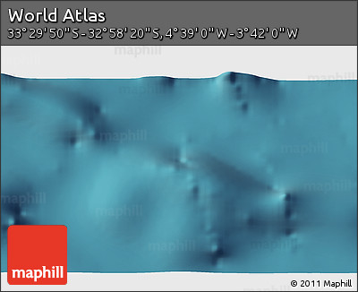 Satellite 3D Map of the Area around 33° 14' 5" S, 4° 10' 30" W