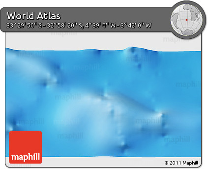 Shaded Relief 3D Map of the Area around 33° 14' 5" S, 4° 10' 30" W
