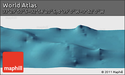 Satellite Panoramic Map of the Area around 33° 14' 5" S, 4° 10' 30" W