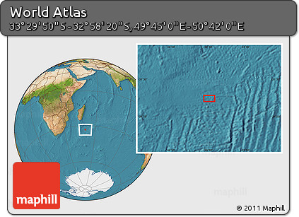 Satellite Location Map of the Area around 33° 14' 5" S, 50° 13' 30" E