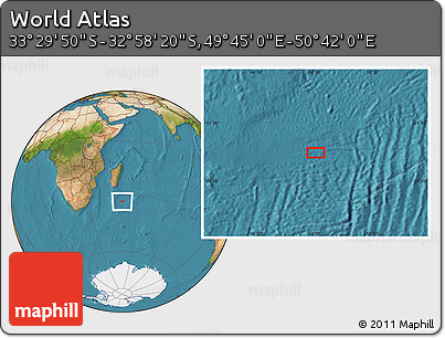 Satellite Location Map of the Area around 33° 14' 5" S, 50° 13' 30" E