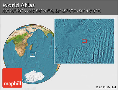 Satellite Location Map of the Area around 33° 14' 5" S, 50° 13' 30" E