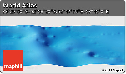 Shaded Relief Panoramic Map of the Area around 33° 14' 5" S, 52° 46' 29" E