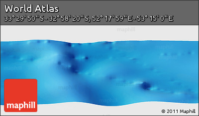 Shaded Relief Panoramic Map of the Area around 33° 14' 5" S, 52° 46' 29" E