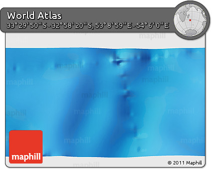 Physical 3D Map of the Area around 33° 14' 5" S, 53° 37' 30" E