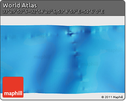 Physical 3D Map of the Area around 33° 14' 5" S, 53° 37' 30" E