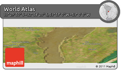 Satellite Panoramic Map of the Area around 33° 14' 5" S, 53° 28' 30" W
