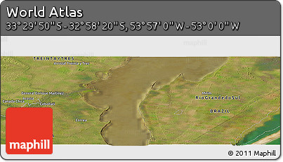 Satellite Panoramic Map of the Area around 33° 14' 5" S, 53° 28' 30" W
