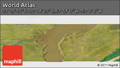 Satellite Panoramic Map of the Area around 33° 14' 5" S, 53° 28' 30" W
