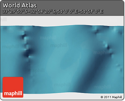 Satellite 3D Map of the Area around 33° 14' 5" S, 54° 28' 30" E