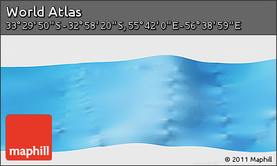 Physical Panoramic Map of the Area around 33° 14' 5" S, 56° 10' 29" E