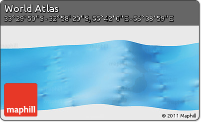 Physical Panoramic Map of the Area around 33° 14' 5" S, 56° 10' 29" E
