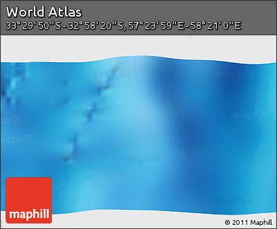 Physical 3D Map of the Area around 33° 14' 5" S, 57° 52' 30" E