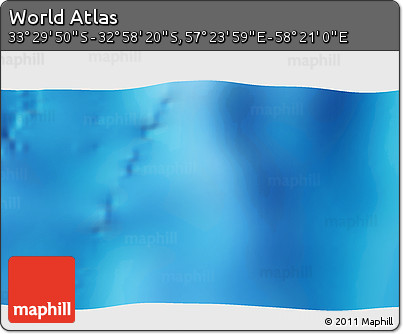 Physical 3D Map of the Area around 33° 14' 5" S, 57° 52' 30" E
