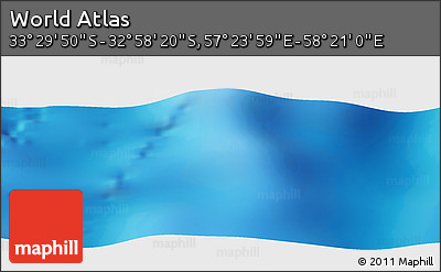 Physical Panoramic Map of the Area around 33° 14' 5" S, 57° 52' 30" E