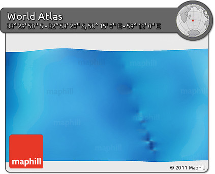 Physical 3D Map of the Area around 33° 14' 5" S, 58° 43' 30" E
