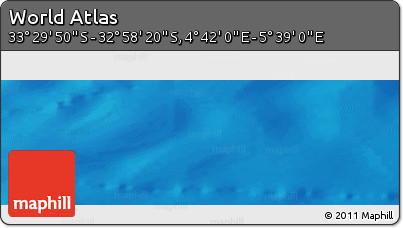 Physical Panoramic Map of the Area around 33° 14' 5" S, 5° 10' 30" E