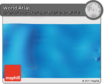 Physical 3D Map of the Area around 33° 14' 5" S, 61° 16' 29" E