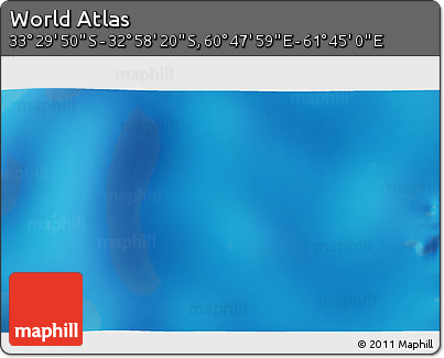 Physical 3D Map of the Area around 33° 14' 5" S, 61° 16' 29" E