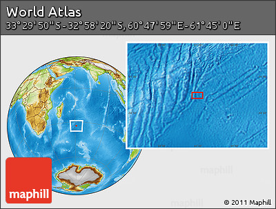 Physical Location Map of the Area around 33° 14' 5" S, 61° 16' 29" E