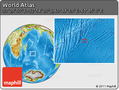 Physical Location Map of the Area around 33° 14' 5" S, 61° 16' 29" E