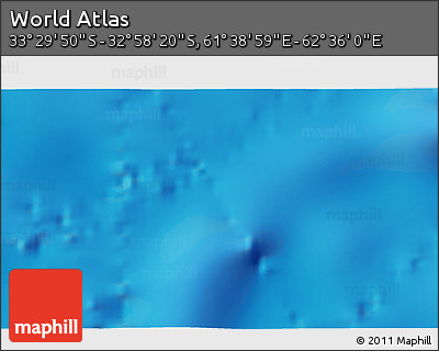 Physical 3D Map of the Area around 33° 14' 5" S, 62° 7' 30" E