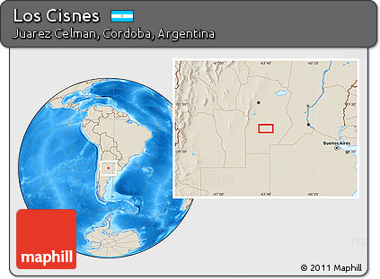 Shaded Relief Location Map of Los Cisnes