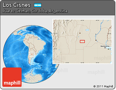 Shaded Relief Location Map of Los Cisnes