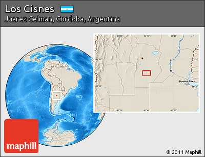 Shaded Relief Location Map of Los Cisnes
