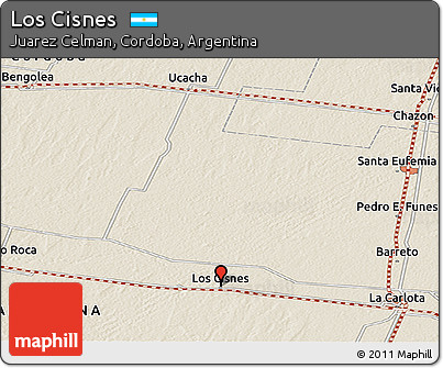 Shaded Relief Panoramic Map of Los Cisnes