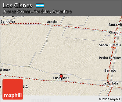 Shaded Relief Panoramic Map of Los Cisnes