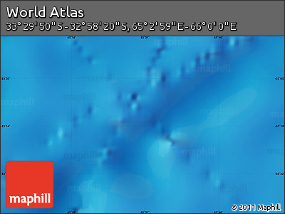 Physical Map of the Area around 33° 14' 5" S, 65° 31' 30" E