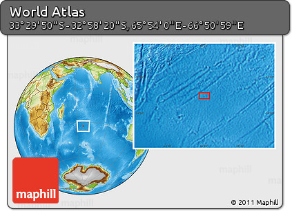 Physical Location Map of the Area around 33° 14' 5" S, 66° 22' 30" E
