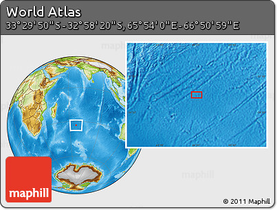Physical Location Map of the Area around 33° 14' 5" S, 66° 22' 30" E