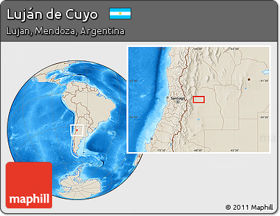Shaded Relief Location Map of Luján De Cuyo