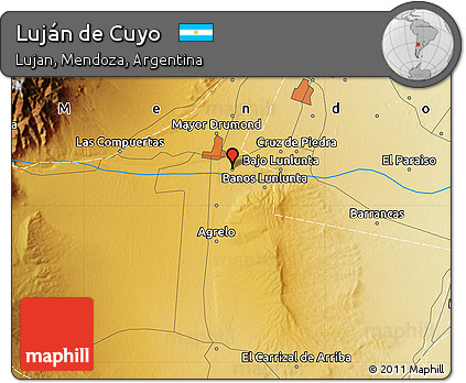Physical Map of Luján De Cuyo