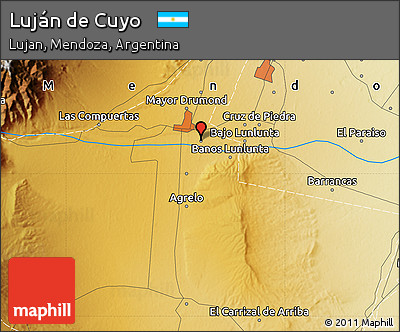 Physical Map of Luján De Cuyo