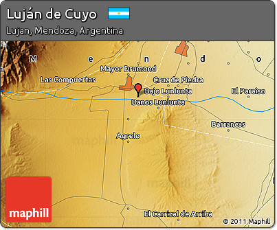 Physical Map of Luján De Cuyo
