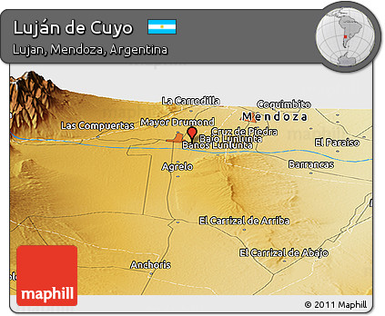 Physical Panoramic Map of Luján De Cuyo