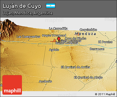 Physical Panoramic Map of Luján De Cuyo