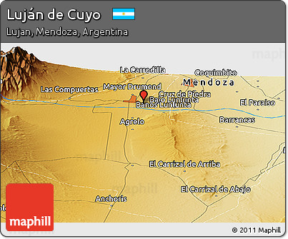 Physical Panoramic Map of Luján De Cuyo