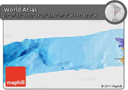 Political Panoramic Map of the Area around 33° 14' 5" S, 72° 10' 30" W