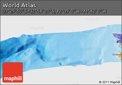 Political Panoramic Map of the Area around 33° 14' 5" S, 72° 10' 30" W
