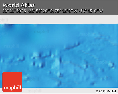 Physical 3D Map of the Area around 33° 14' 5" S, 74° 43' 29" W