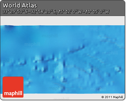 Physical 3D Map of the Area around 33° 14' 5" S, 74° 43' 29" W