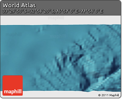 Satellite 3D Map of the Area around 33° 14' 5" S, 77° 25' 30" E