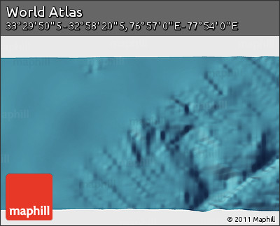 Satellite 3D Map of the Area around 33° 14' 5" S, 77° 25' 30" E